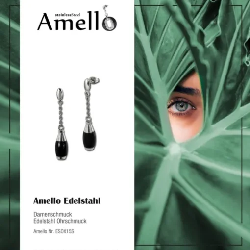 Amello Ohrringe Keramik Kegel schwarz Damen Edelstahlschmuck ESOX15S