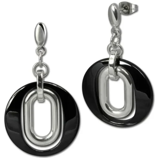 Amello Ohrringe Keramik Magic schwarz Damen Edelstahlschmuck ESOX03S