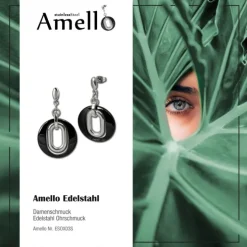 Amello Ohrringe Keramik Magic schwarz Damen Edelstahlschmuck ESOX03S