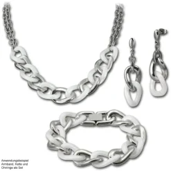 Amello Ohrringe Keramik Panzer Big weiß Damen Edelstahlschmuck ESOX06W
