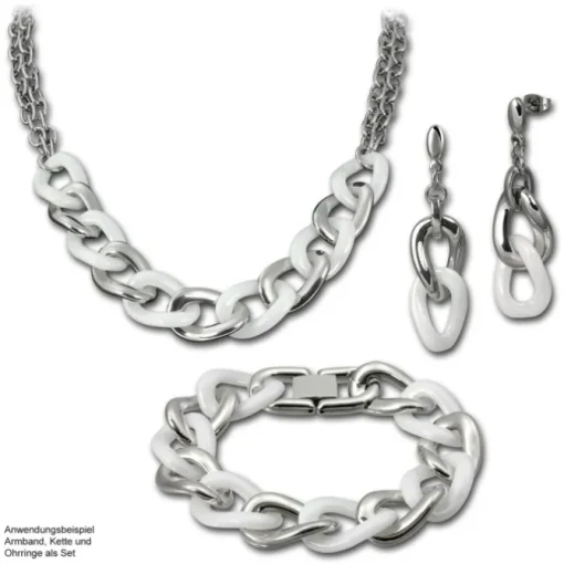 Amello Ohrringe Keramik Panzer Big weiß Damen Edelstahlschmuck ESOX06W