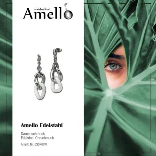 Amello Ohrringe Keramik Panzer Big weiß Damen Edelstahlschmuck ESOX06W