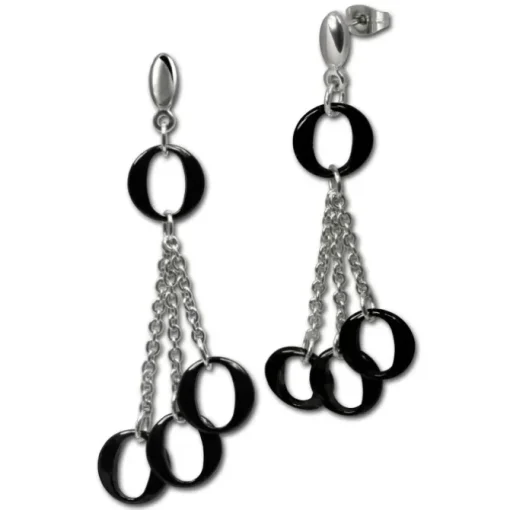 Amello Ohrringe Keramik Ringe schwarz Damen Edelstahlschmuck ESOX02S