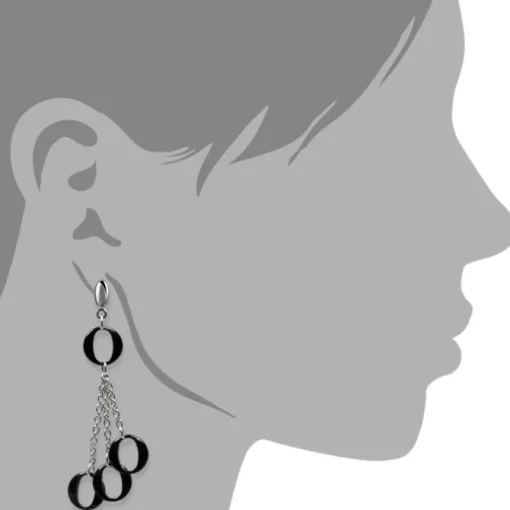 Amello Ohrringe Keramik Ringe schwarz Damen Edelstahlschmuck ESOX02S