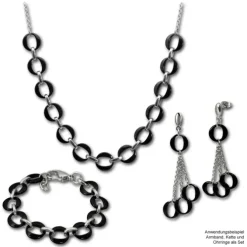 Amello Ohrringe Keramik Ringe schwarz Damen Edelstahlschmuck ESOX02S