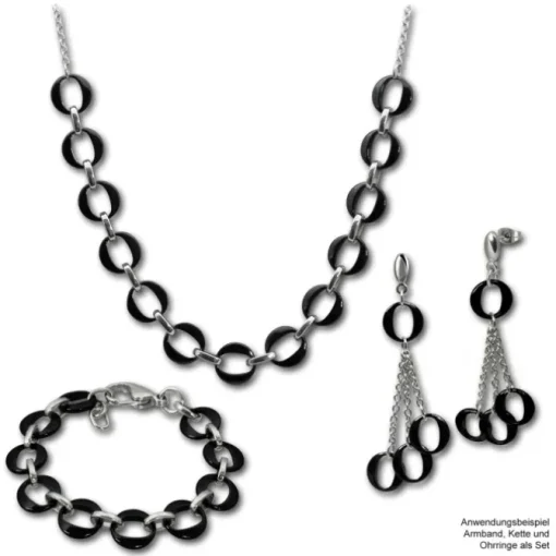 Amello Ohrringe Keramik Ringe schwarz Damen Edelstahlschmuck ESOX02S