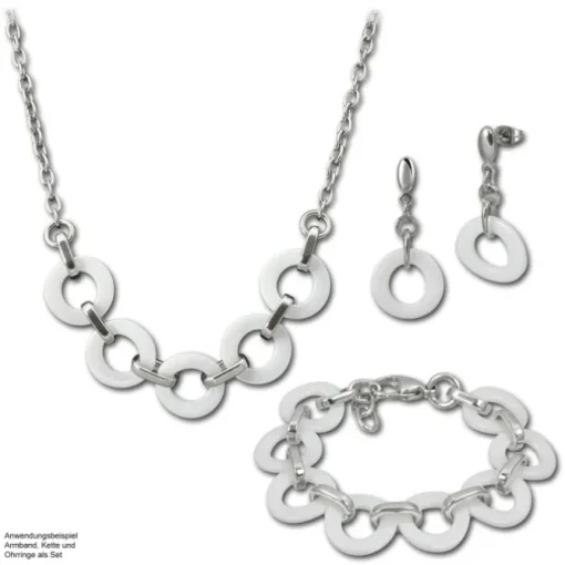 Amello Ohrringe Keramik Ring weiß Damen Edelstahlschmuck ESOX01W