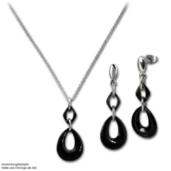 Amello Ohrringe Keramik Tropfen schwarz Damen Edelstahlschmuck ESOX11S