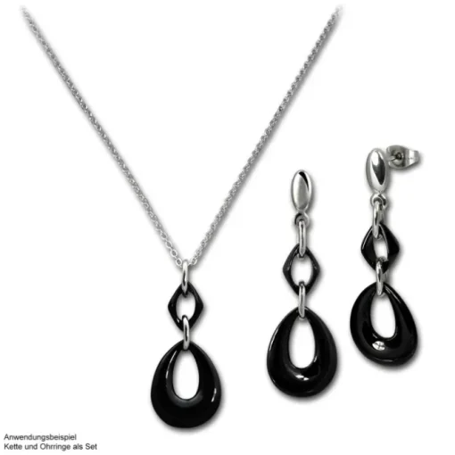 Amello Ohrringe Keramik Tropfen schwarz Damen Edelstahlschmuck ESOX11S