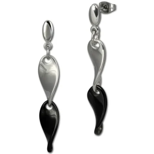 Amello Ohrringe Keramik Welle schwarz Damen Edelstahlschmuck ESOX08S