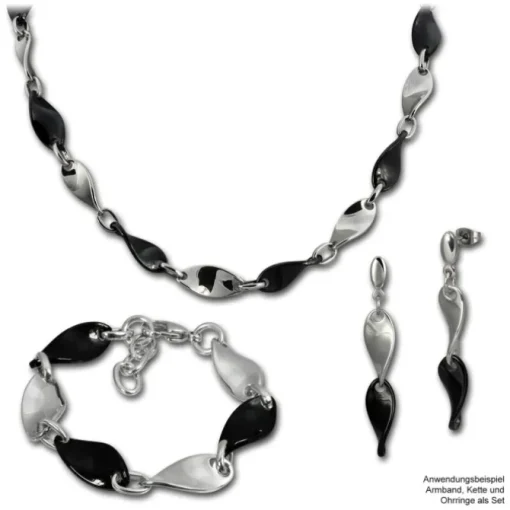Amello Ohrringe Keramik Welle schwarz Damen Edelstahlschmuck ESOX08S