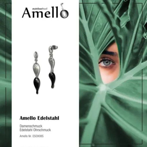 Amello Ohrringe Keramik Welle schwarz Damen Edelstahlschmuck ESOX08S