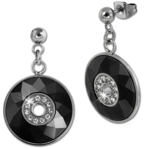 Amello Ohrringe Keramik Zirkonia schwarz Damen Edelstahlschmuck ESOX29S
