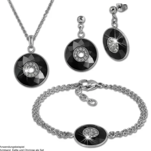 Amello Ohrringe Keramik Zirkonia schwarz Damen Edelstahlschmuck ESOX29S