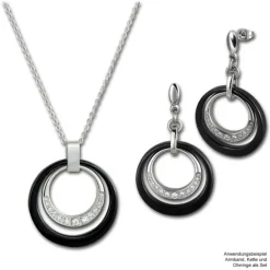 Amello Ohrringe Keramik Zirkonia schwarz Damen Edelstahlschmuck ESOX17S