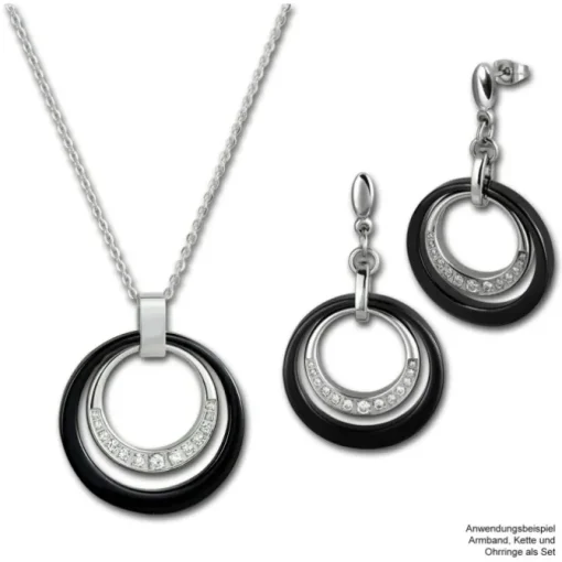 Amello Ohrringe Keramik Zirkonia schwarz Damen Edelstahlschmuck ESOX17S