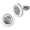 Amello Ohrringe Rund Keramik Zirkonia weiß Damen Edelstahlschmuck ESOX31W