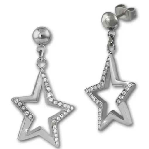 Amello Ohrringe Stern Zirkonia weiß Damen Edelstahlschmuck ESOX20W