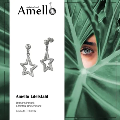 Amello Ohrringe Stern Zirkonia weiß Damen Edelstahlschmuck ESOX20W
