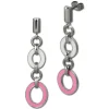 Amello Ohrstecker Oval Emaille rosa/weiß Ohrringe Damen Stahl ESOG01P