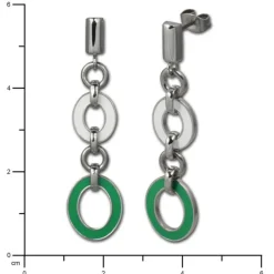 Amello Ohrstecker Oval Emaille grün/weiß Ohrringe Damen Stahl ESOG01G