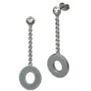 Amello Ohrstecker Oval Zirkonia Emaille grau Ohrringe Damen Stahl ESOG03K