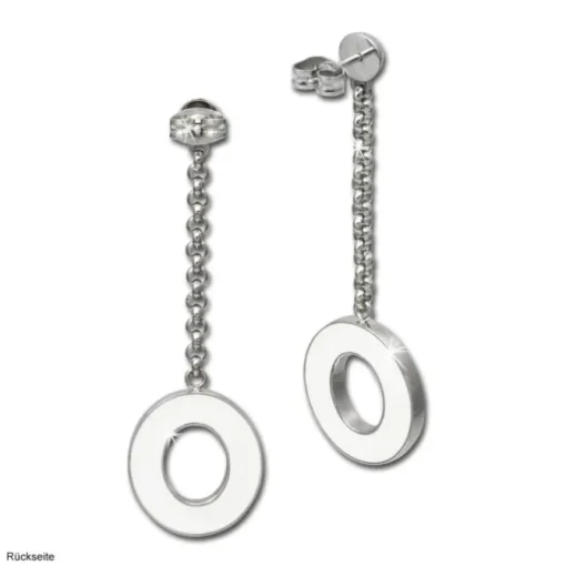 Amello Ohrstecker Oval Zirkonia Emaille gelb Ohrringe Damen Stahl ESOG03Y