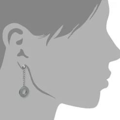 Amello Ohrstecker Oval Zirkonia Emaille grau Ohrringe Damen Stahl ESOG03K