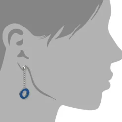 Amello Ohrstecker Oval Zirkonia Emaille blau Ohrringe Damen Stahl ESOG03B