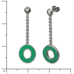 Amello Ohrstecker Oval Zirkonia Emaille grün Ohrringe Damen Stahl ESOG03G