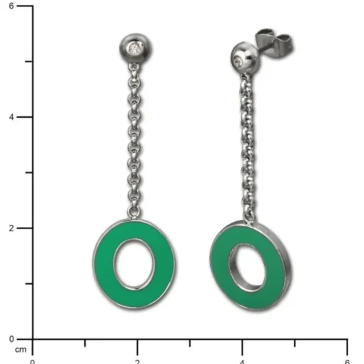 Amello Ohrstecker Oval Zirkonia Emaille grün Ohrringe Damen Stahl ESOG03G