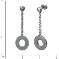 Amello Ohrstecker Oval Zirkonia Emaille grau Ohrringe Damen Stahl ESOG03K