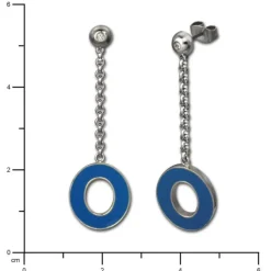 Amello Ohrstecker Oval Zirkonia Emaille blau Ohrringe Damen Stahl ESOG03B
