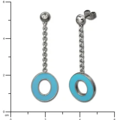 Amello Ohrstecker Oval Zirkonia Emaille türkis Ohrringe Damen Stahl ESOG03T