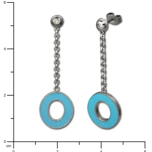 Amello Ohrstecker Oval Zirkonia Emaille türkis Ohrringe Damen Stahl ESOG03T