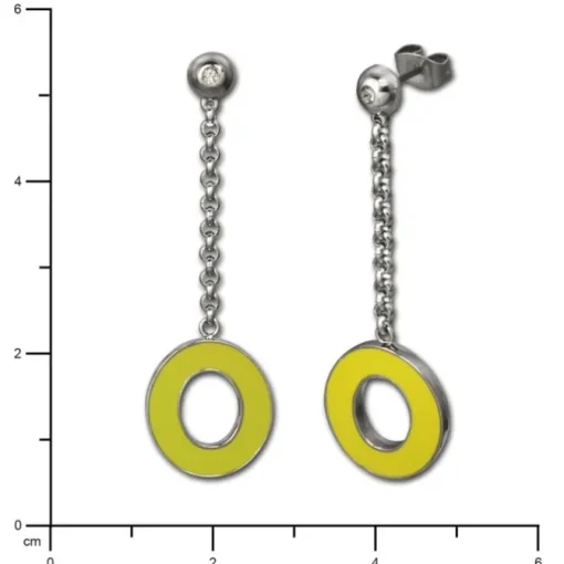 Amello Ohrstecker Oval Zirkonia Emaille gelb Ohrringe Damen Stahl ESOG03Y