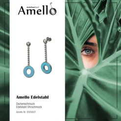 Amello Ohrstecker Oval Zirkonia Emaille türkis Ohrringe Damen Stahl ESOG03T