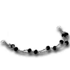 Armäleon Damen-Armband Designkette Kugeln schwarz 925er ohne Verschluss ARD005S