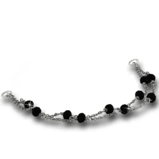 Armäleon Damen-Armband Designkette Kugeln schwarz 925er ohne Verschluss ARD005S