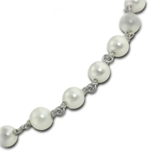 Armäleon Damen-Armband Designkette Perle weiß 925er ohne Verschluss ARD004W