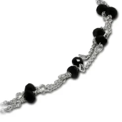 Armäleon Damen-Armband Designkette Kugeln schwarz 925er ohne Verschluss ARD005S