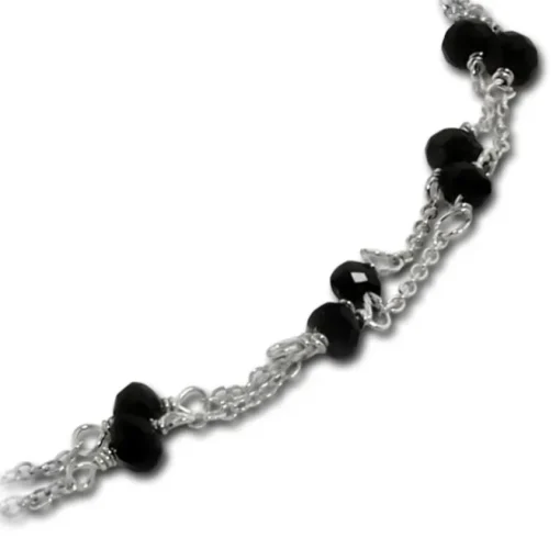 Armäleon Damen-Armband Designkette Kugeln schwarz 925er ohne Verschluss ARD005S