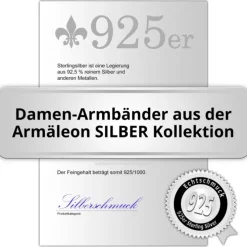 Armäleon Damen-Armband Designkette Perle weiß 925er ohne Verschluss ARD004W