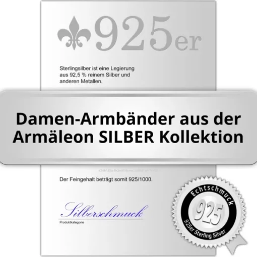 Armäleon Damen-Armband Designkette Kugeln schwarz 925er ohne Verschluss ARD005S