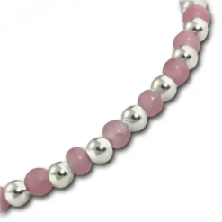 Armäleon Damenarmband Komplettset Kugeln rosa Design+Verschluss 925er ARS009A