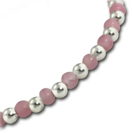 Armäleon Damenarmband Komplettset Kugeln rosa Design+Verschluss 925er ARS009A