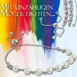 Armäleon Damenarmband Komplettset Perlen weiß Design+Verschluss 925er ARS011W