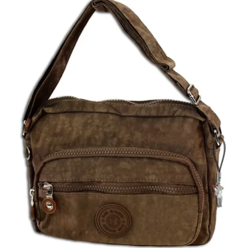 Bag Street leichte Nylon braun Handtasche OTJ227N