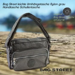 Bag Street leichte Nylon grau Handtasche OTJ227K