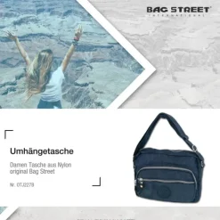 Bag Street leichte Nylon blau Handtasche OTJ227B